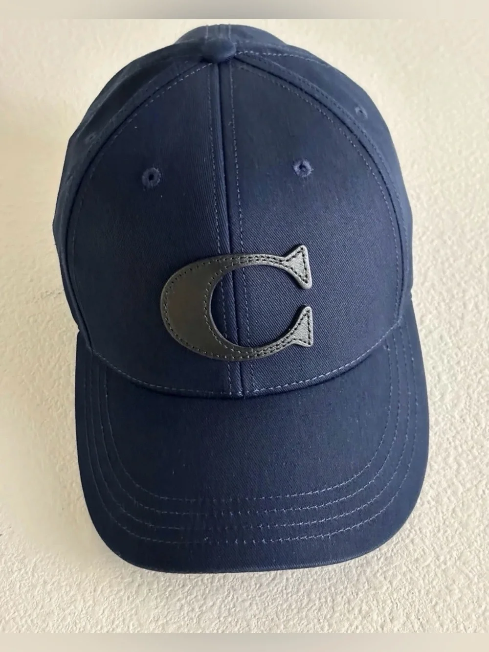 Coach Navy Baseball Cap with Embossed C Logo
